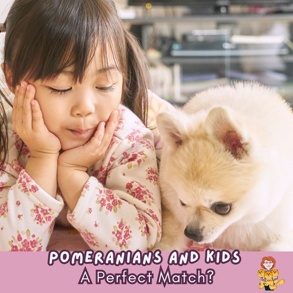 Pomeranian and child